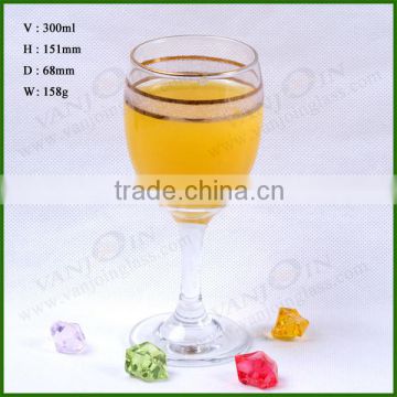 300ML Golden Rimmed Clear Glass Goblet