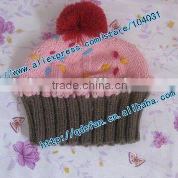 2012 new arrivals crochet cupcake hat and cap adorable pink baby /toddler/kids /children birthday party hats