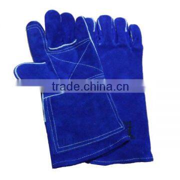 Cowhide split leather navy blue leather gloves