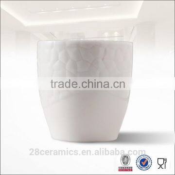 Free Sample Wholesale White Emboss Ceramic porcelain Coffee Cup