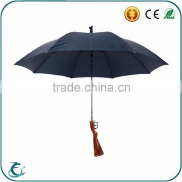 2016 hot sell rainproof fiberglass ribs gun straight handle umbrella