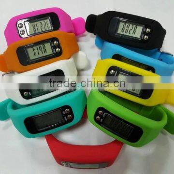 Silicone Digital LCD Pedometer Run Step Walking Distance Calorie Counter Watch Bracelet