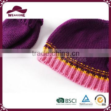 100% Acrylic High Quality Custom Winter Hat /Children's Purple Knitted Hat