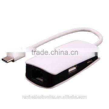 New 2 Ports Usb Hub Usb 3.1 Type C Hub With 1 Port RJ45 Gigabit Ethernet Lan Adapter 10/100/1000 Mbps photo-2