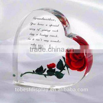 China Acrylic Heart Shape Rose Gift Engraved Christmas Gifts Decorations Customized inscription