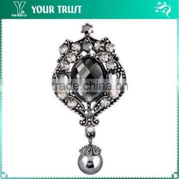 6MM Pearl Silver Metal Rhodium Sun Flower Pin Rhinestone Brooches photo-5