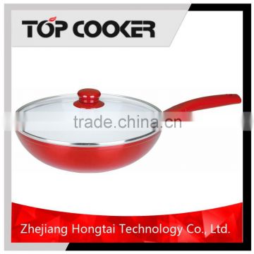 Forged red color aluminum ceramic coating metallic wok