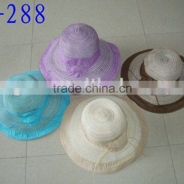 paper braid and ribbon hat,woman hat