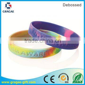 Camouflage debossed silicone bracelets