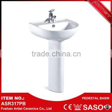 Alibabba golden supplier wholesale white marble pedestal sink ASR317PB