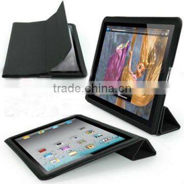 BLACK LEATHER SMART SLIM CASE COVER FOR APPLE IPAD 2 3G