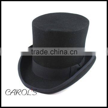 top hat with black riboon party hats blank cap 100% wool top hat                        
                                                Quality Choice