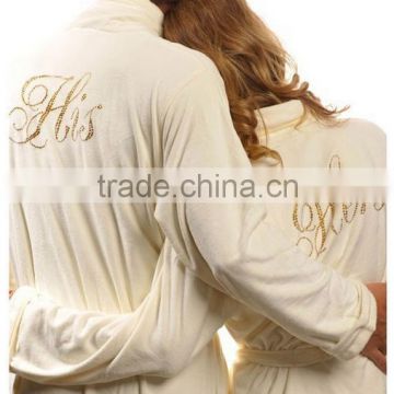 Ladies Long Evening Party Wear Gown Wife Together Cotton Bathrobe photo-2