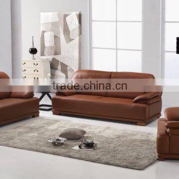 Home leather sofa set with soft headrest design