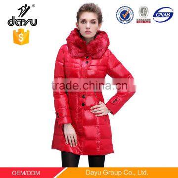 Women Shiny Nylon Down Jacket Luxury Fur Collar winter jacket and coat