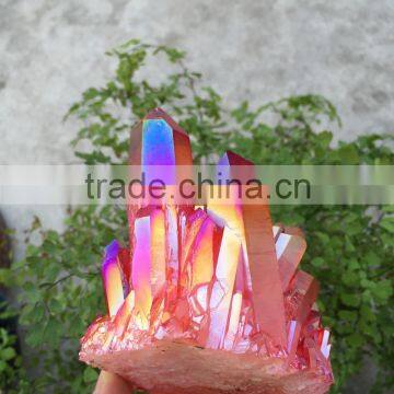 Large Red Flame Quartz Crystal Electroplating Crystal Cluster Rainbows photo-5