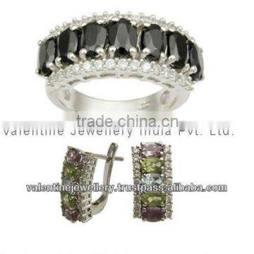 2013 latest design sterling silver gemstone jewelry set for women at wholesale