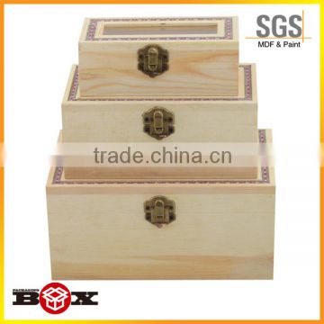 ONE Set of 3 Rectangular Wooden Boxes