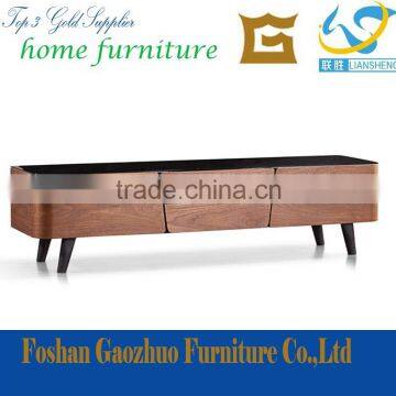 Nice Modern Design High Quality wood veneer with table top tempered glass tv cabinet