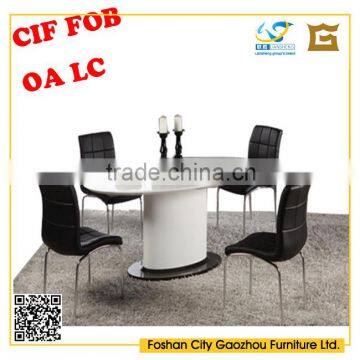 New Modern Dinning Table Design MDF White Elliptical Dinner Table