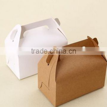 cheap 300g brown or white kraft paper cake box with handle ,