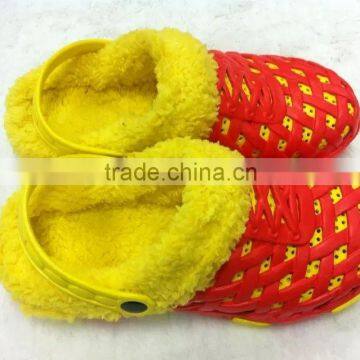 new winter plastic clogs with fur lining