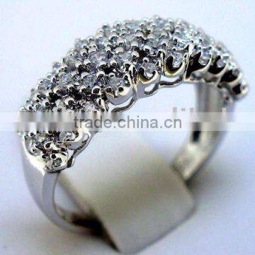 QCR112 new design silver ring for women,925 sterling silver ring with CZ in rhodium plating