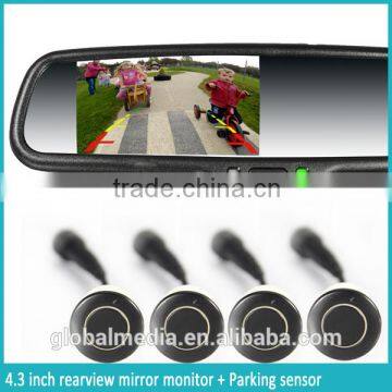 Car rear view mirror monitor with reverse camera display,compass, temperature and auto dimming