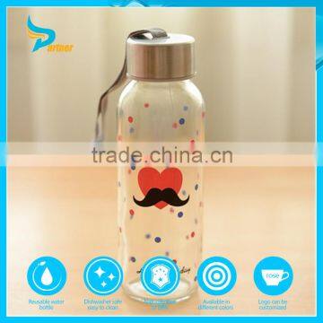 Gift Transparent BPA Free Decorative Custom Print Clear Thin Glass Bottle 350ml Wholesale