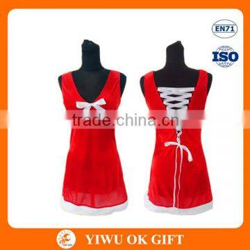 Wholesale Christmas Sexy Dress Santa Plush Red Costume