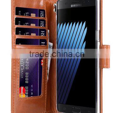 Strap Style Brown Wax Leather Mobile Phone Case for Samsung Galaxy Note 7 photo-4