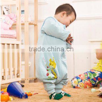 100% cotton anti kicking infant child foot sleeping bag thick filling for autumn and winter blue style