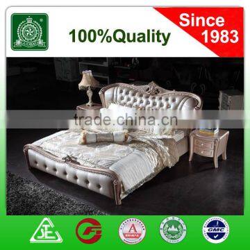 G8801 Bed furniture manufactory supply good quality solid wooden frame leather bed