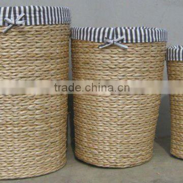 Rush laundry baskets,set of 3,with the cloth lining