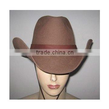 Plain Dyed Pattern and 100% Wool Material cowboy hat with string