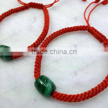 Gemstone malachite barrel beads hand-knitted bracelet