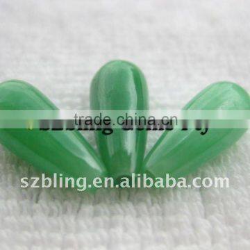 Lowest price dyed natural green jade teardrop gemstone bead