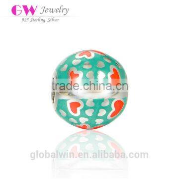 Fashionable Fine Jewelry Wholesale Green Enamel Clips Love Charms