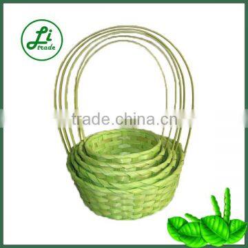 happy bamboo basket with handle