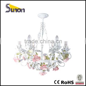 6 lights decorative metal flower chandelier crystal chandelier wedding centerpiece