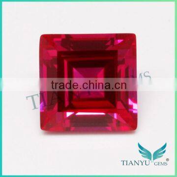 Loose gemstone wholesale china 10x10mm 5# square shape synthetic ruby gemstone