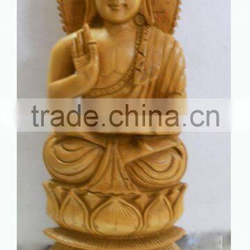 God Buddha Statue wooden Handicraft artisan Buddhism Sculptural decor India Gift Japan Carving Handmade