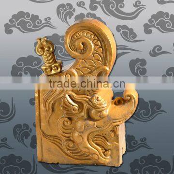 Ancient statue Chinese roof tiles dragon and swords