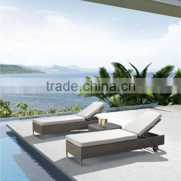 outdoor aluminium rattan wicker sun lounger with cushion