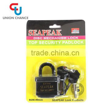 iron brass padlock in yellow or gray color with master key