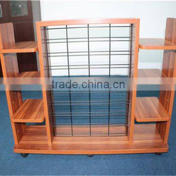 Customized flooring detachable 4-tier wheels retail store wood display shelf