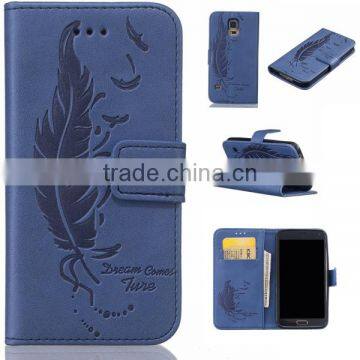 Double Embossed Phone Case Leather Back Cover Flip Phone Hull for Samsung S5 photo-5