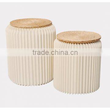 Creative Paper Furniture,Portable Small Stool,Pure Manual Round Stool Folding Stool (cream-colored) photo-2