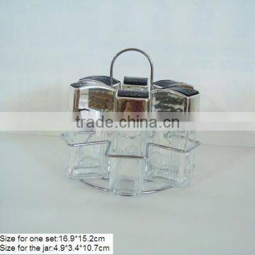 6pcs decorative glass spice jar set