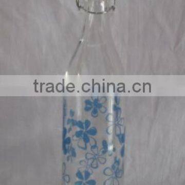 1000ml Color Printing Glass Juicer With Clip Top Rail